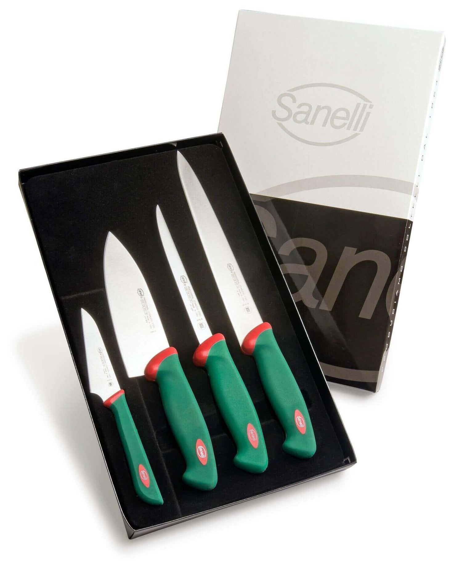 Coffret de 4 couteaux professionnels spécial sushi et poisson SANELLI manches verts