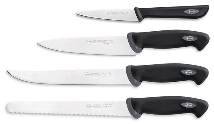 Coffret de 4 couteaux de cuisine professionnels SANELLI Gourmet manches noirs