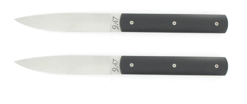Coffret cadeau 2 couteaux de table Perceval 9.47 lame 10cm manche noir