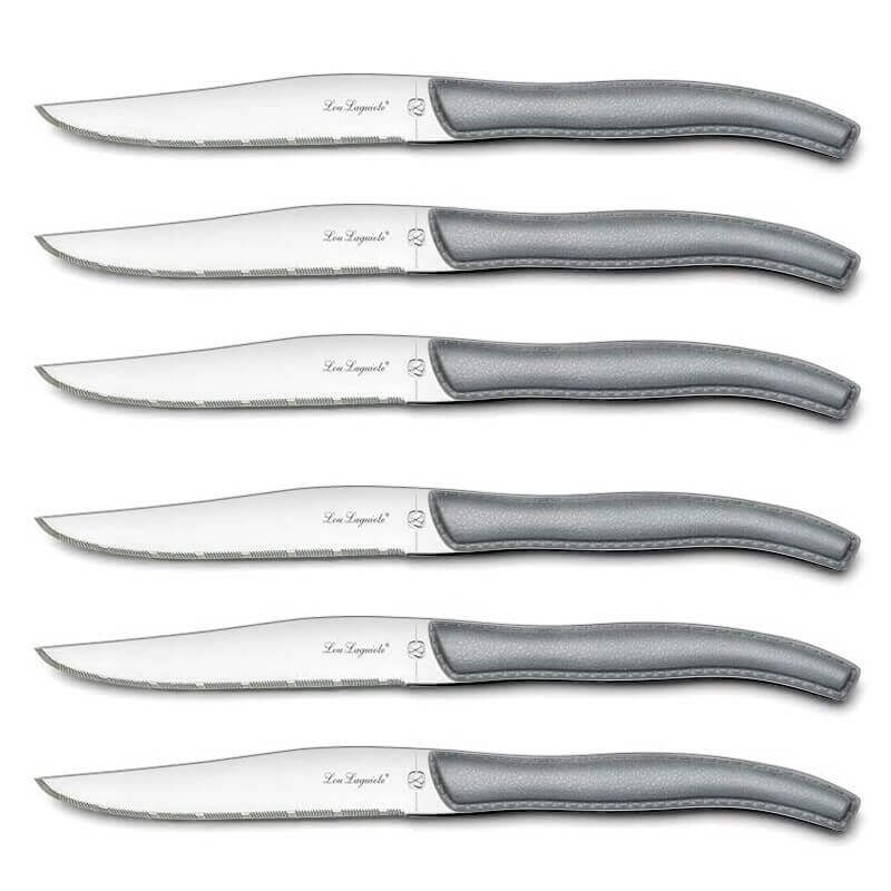 Coffret 6 couteaux à steak dentelés LOU LAGUIOLE Sky manches gris