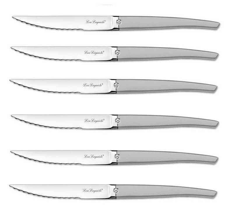 Coffret 6 couteaux à steak dentelés LOU LAGUIOLE Jet Sablé gris