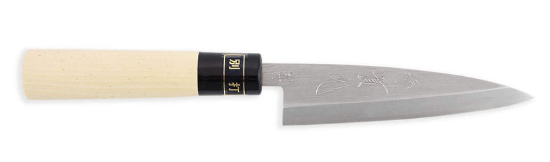 Couteau Kaisaki japonais artisanal JIKKO Betsuuchi lame 12cm en White Steel manche magnolia