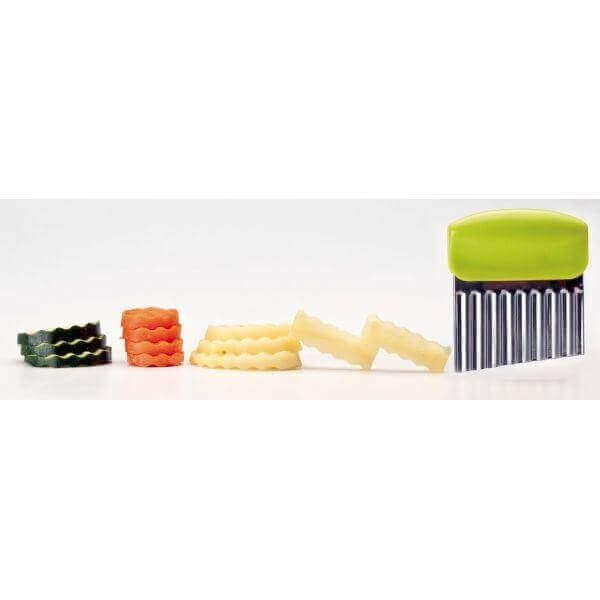 Coupe-légumes lame inox ondulée 8x10cm - manche vert