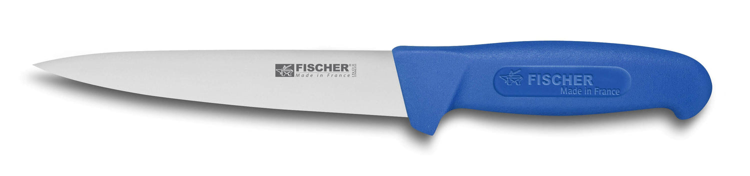 Couteau à saigner professionnel Fischer HACCP 17cm manche bleu