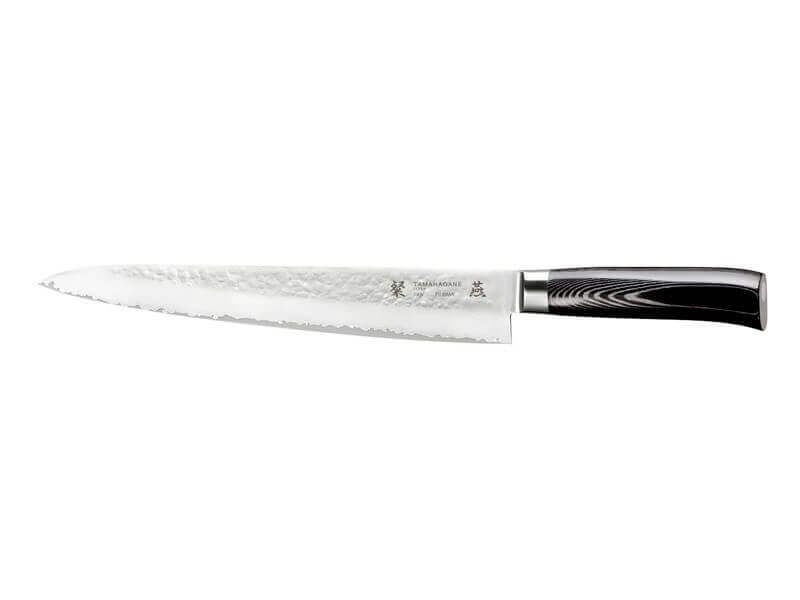 Couteau à trancher japonais Tamahagane Tsubame lame martelée 27cm acier VG5