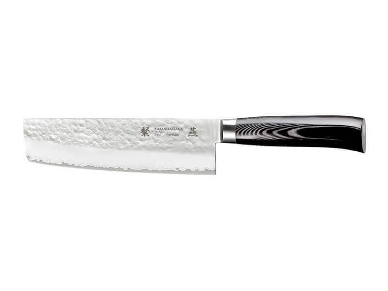 Couteau nakiri japonais Tamahagane Tsubame lame martelée 18cm acier VG5