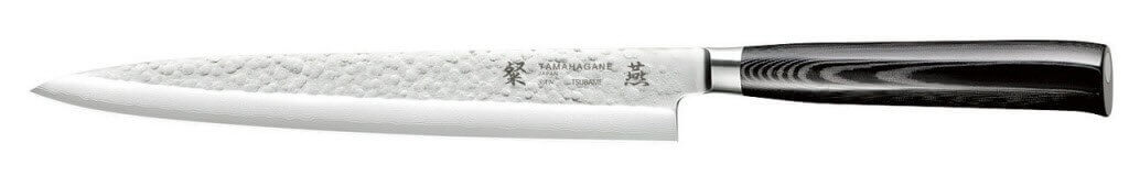 Couteau sashimi japonais Tamahagane Tsubame lame martelée 24cm acier VG5