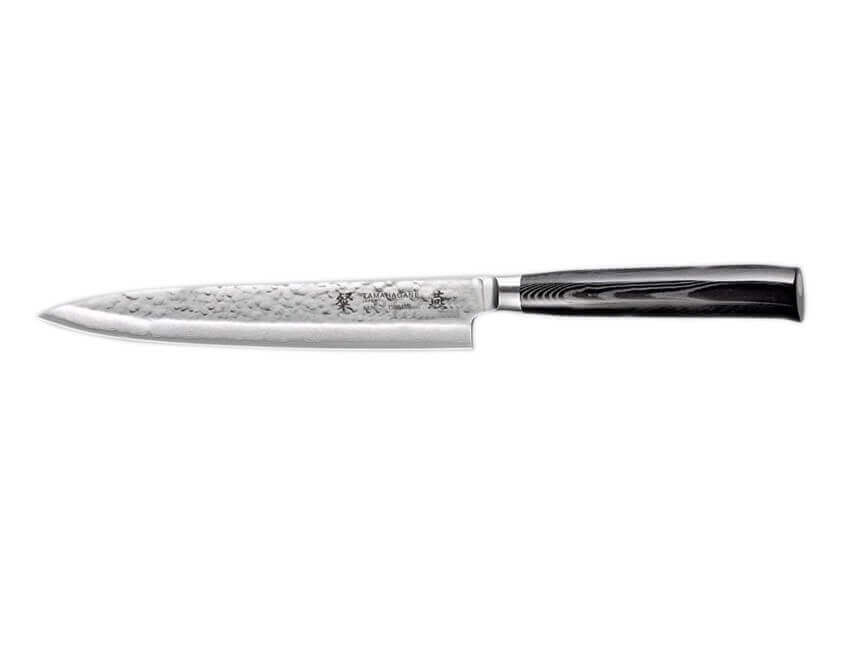 Couteau à sashimi japonais Tamahagane Tsubame lame martelée 21cm acier VG5