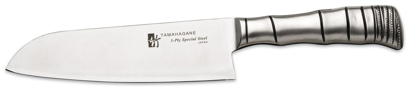 Couteau santoku japonais Tamahagane Bamboo lame 17.5cm acier VG5 3 couches