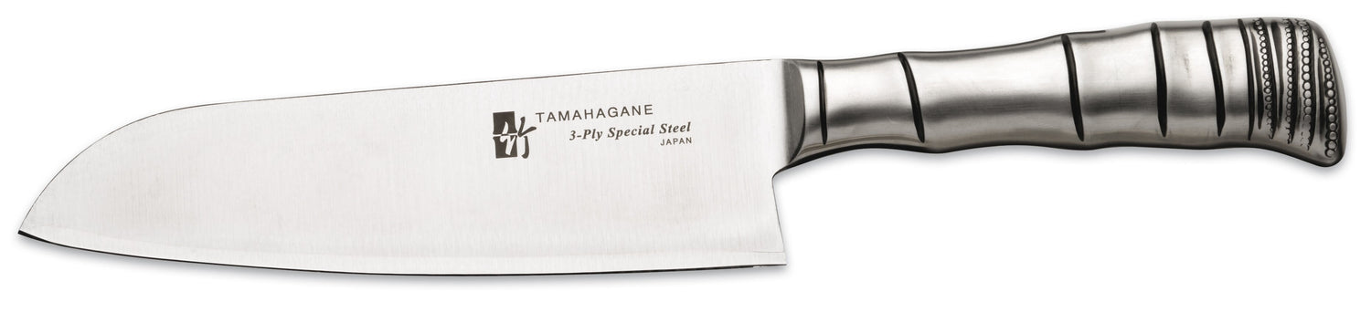 Couteau santoku japonais Tamahagane Bamboo lame 17.5cm acier VG5 3 couches
