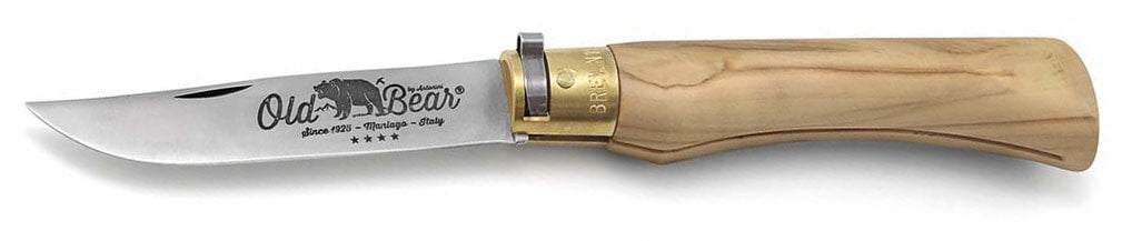 Couteau artisanal Old Bear XL lame inox 10cm manche olivier avec virole