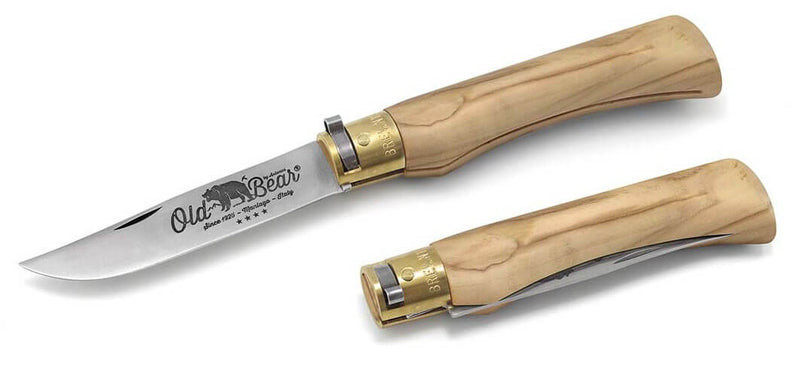 Couteau artisanal Old Bear XL lame inox 10cm manche olivier avec virole