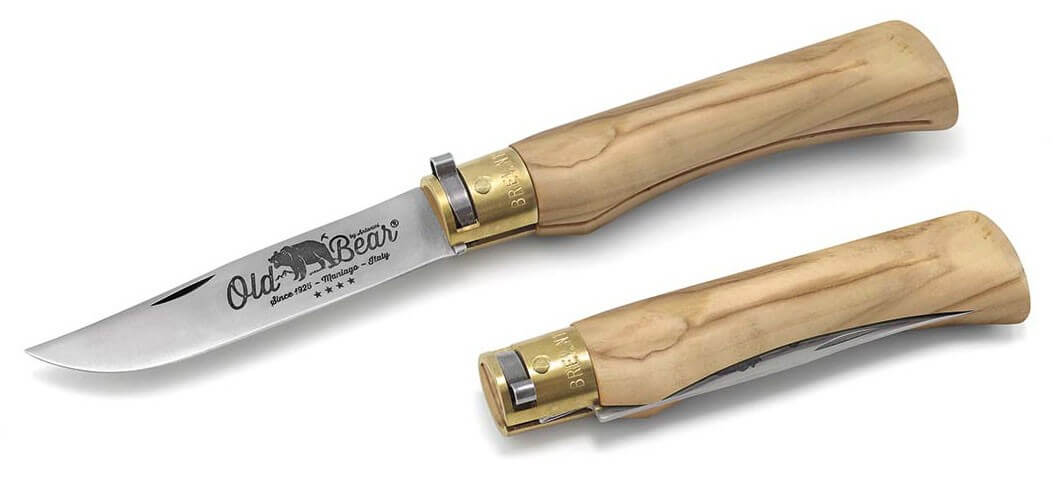 Couteau artisanal Old Bear XL lame inox 10cm manche olivier avec virole