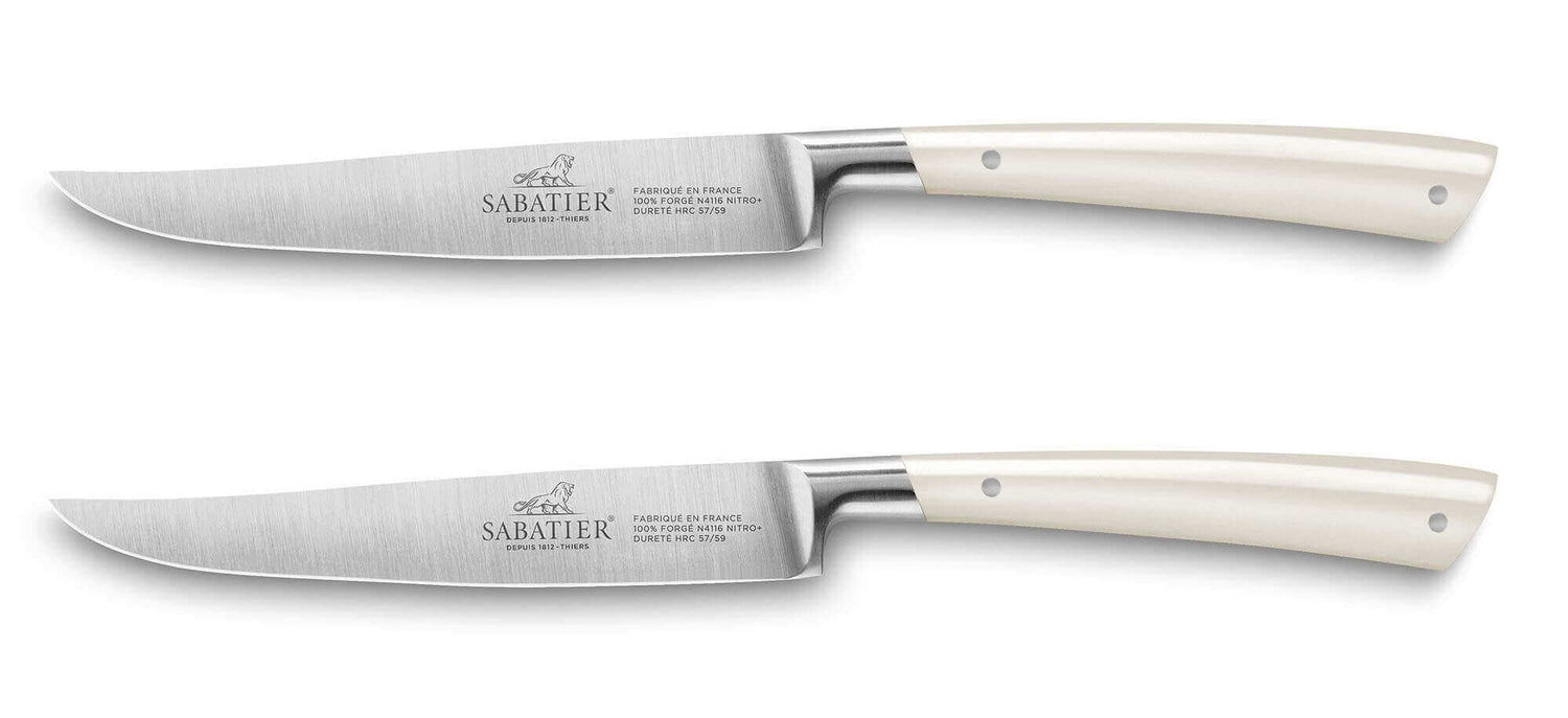 Coffret 2 couteaux à steak Sabatier Edonist Perle forgé 12cm fabrication française