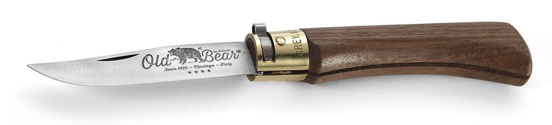 Couteau artisanal Old Bear L lame inox 9cm manche noyer avec virole