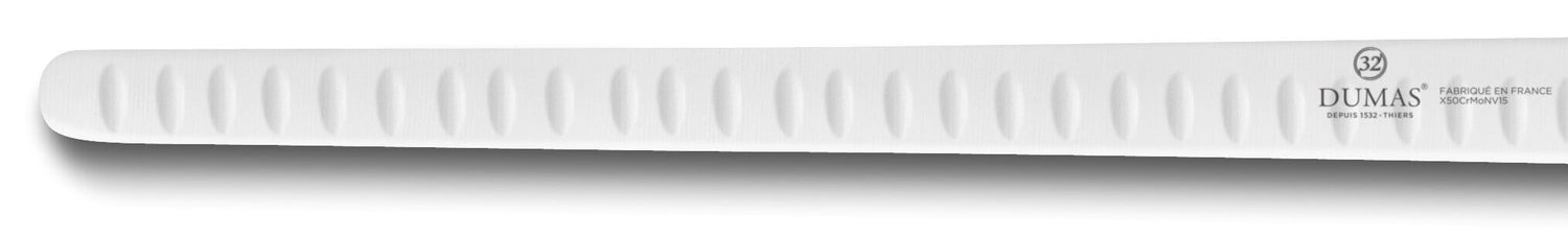 Couteau à saumon/jambon lame souple alvéolée 32 Dumas Affil 30cm manche 2 rivets