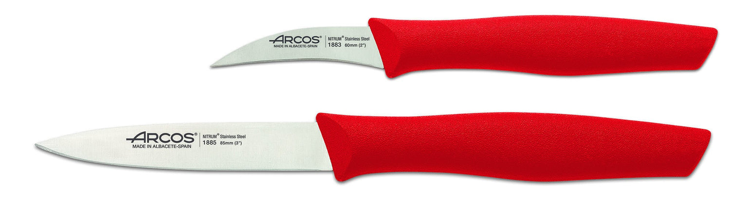 Set 2 couteaux Arcos Nova lames acier inox NITRUM manches rouges