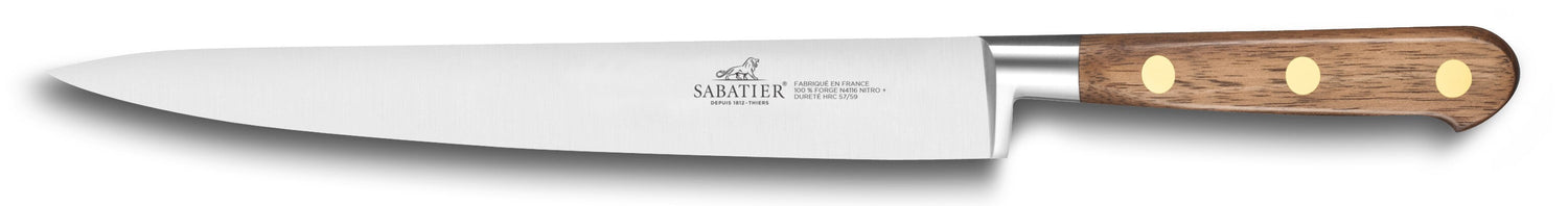 Couteau tranchelard forgé Sabatier Perigord lame 20cm manche en noyer
