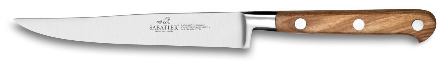 Couteau à steak SABATIER Provençao 100% forgé 13cm manche en olivier