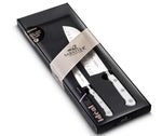 Coffret 2 couteaux Sabatier Toque blanche 100% forgé office + santoku