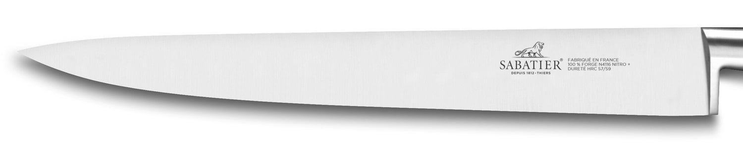 Couteau tranchelard SABATIER Idéal Inox 100% forgé rivets laiton lame 25cm