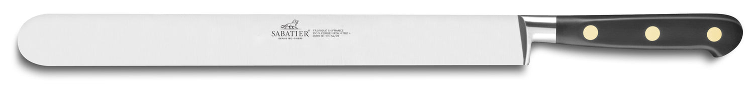 Couteau à jambon SABATIER Idéal Inox 100% forgé rivets laiton lame 30cm