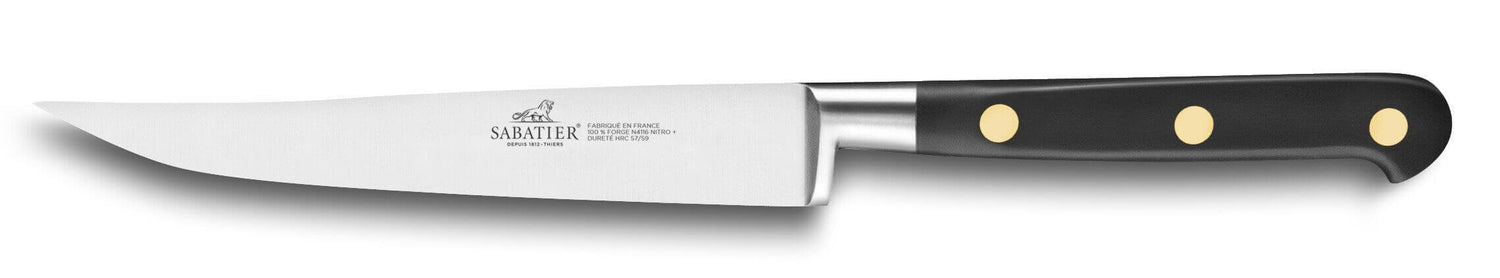 Couteau à steak SABATIER Idéal Inox 100% forgé rivets laiton lisse 13cm