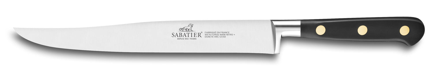Couteau yatagan SABATIER Idéal Inox 100% forgé rivets laiton lame 20cm