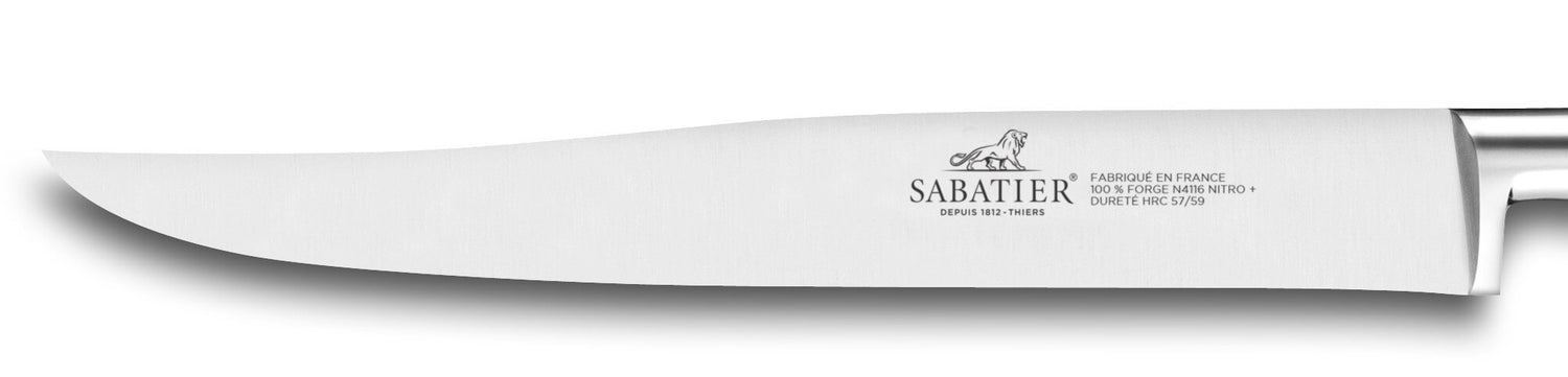 Couteau yatagan SABATIER Idéal Inox 100% forgé rivets laiton lame 20cm