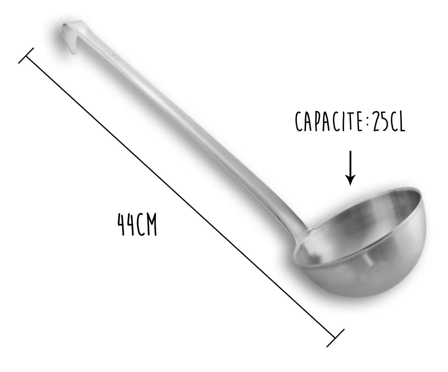 Louche acier inox 18/10 monobloc professionnelle 44cm capacité 25cl Matfer