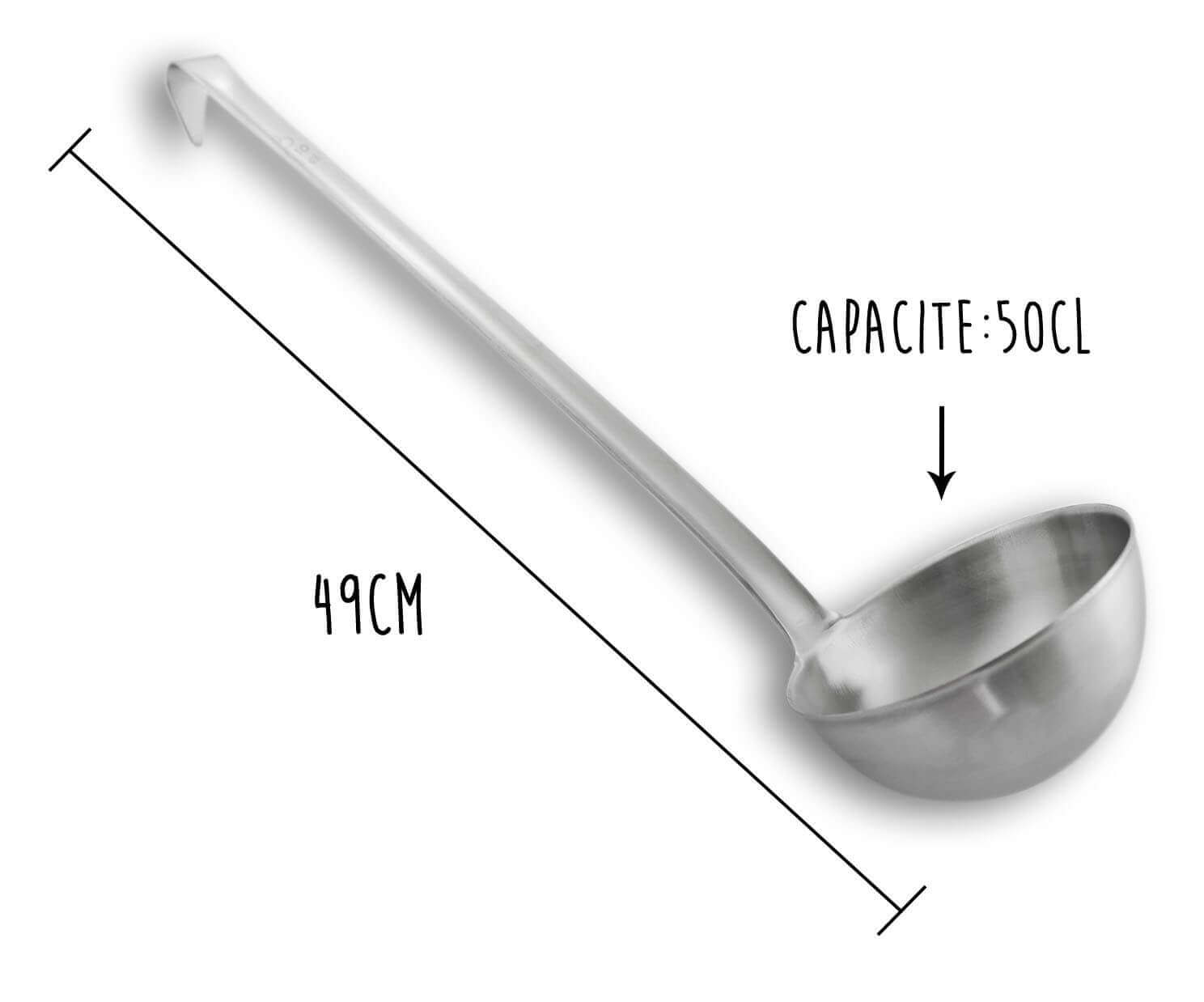 Louche acier inox 18/10 monobloc professionnelle 49cm capacité 50cl Matfer