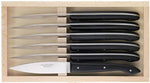 Coffret 6 couteaux à steak C. DOZORME Capucin lames lisses manches noirs