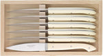 Coffret 6 couteaux à steak C. DOZORME Capucin lames lisses manches crèmes