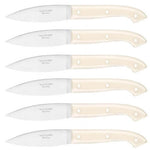 Coffret 6 couteaux à steak C. DOZORME Capucin lames lisses manches crèmes
