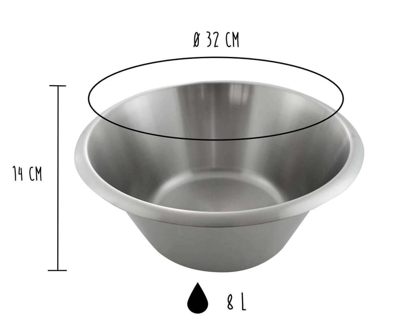 Bassine pâtissière professionnelle Matfer 100% acier inox - Diamètre 32cm