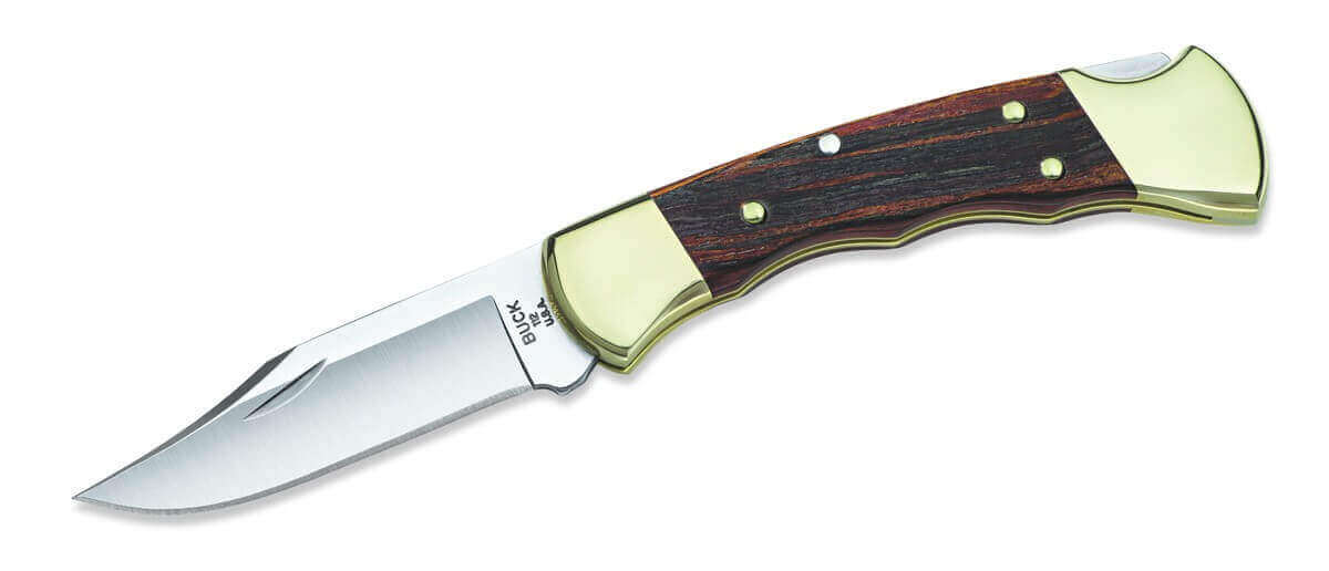 Couteau pliant BUCK 112FG Ranger manche 11cm empreintes doigts + étui cuir