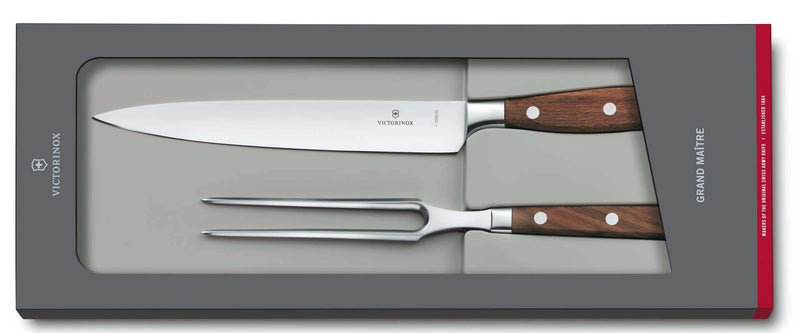 Coffret Victorinox Grand Maître Rosewood couteau à découper + fourchette de chef forgés