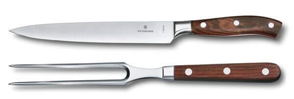 Coffret Victorinox Grand Maître Rosewood couteau à découper + fourchette de chef forgés
