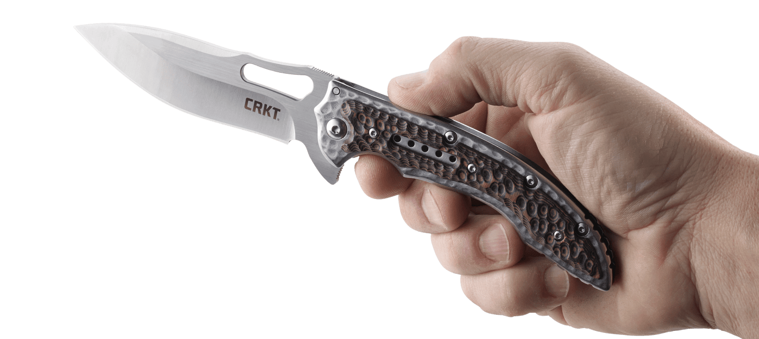 Couteau pliant CRKT FOSSIL 5470 manche martelé 12,6cm