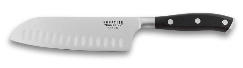 Couteau santoku alvéolé Sabatier Trompette Vulcano 17cm 3 rivets
