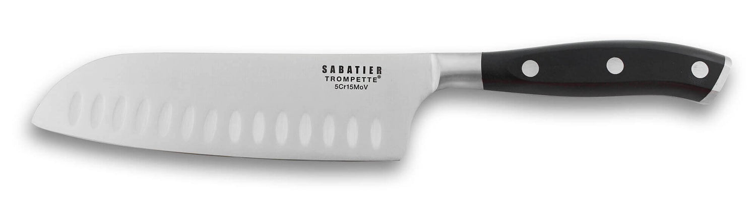 Couteau santoku alvéolé Sabatier Trompette Vulcano 17cm 3 rivets