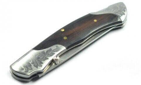 Couteau pliant Herbertz 209512 manche bois mitres gravées 12cm
