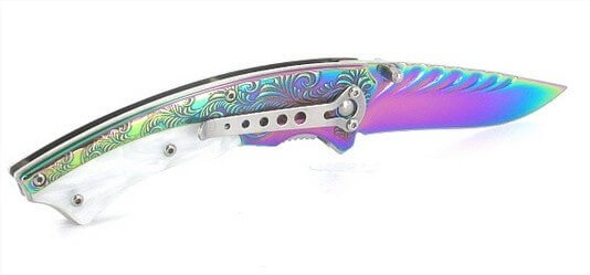 Couteau pliant Herbertz 233511 revêtement titane arc-en-ciel manche 12cm