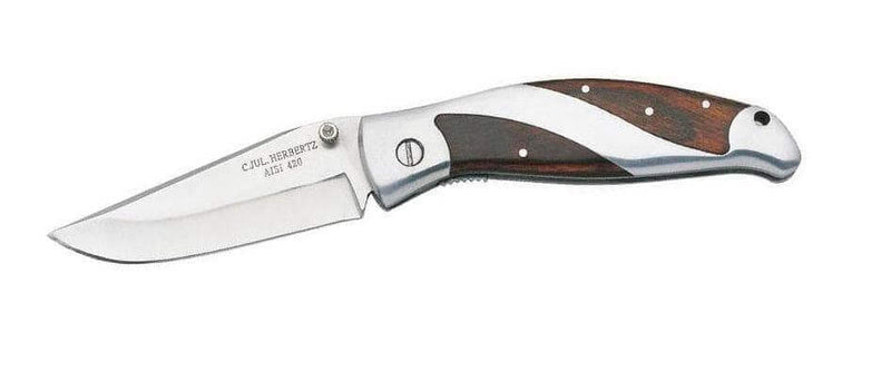 Couteau pliant Herbertz 216211 manche métal/pakka 11cm + coffret bois