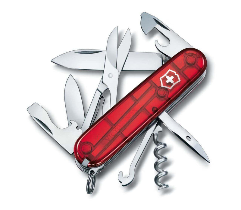 Couteau suisse Victorinox Climber rouge translucide 91mm 14 fonctions