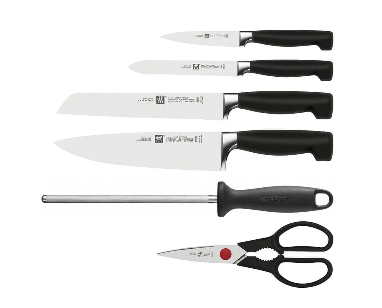 Bloc couteaux bois naturel 6 pièces Zwilling Four Star lames forgées