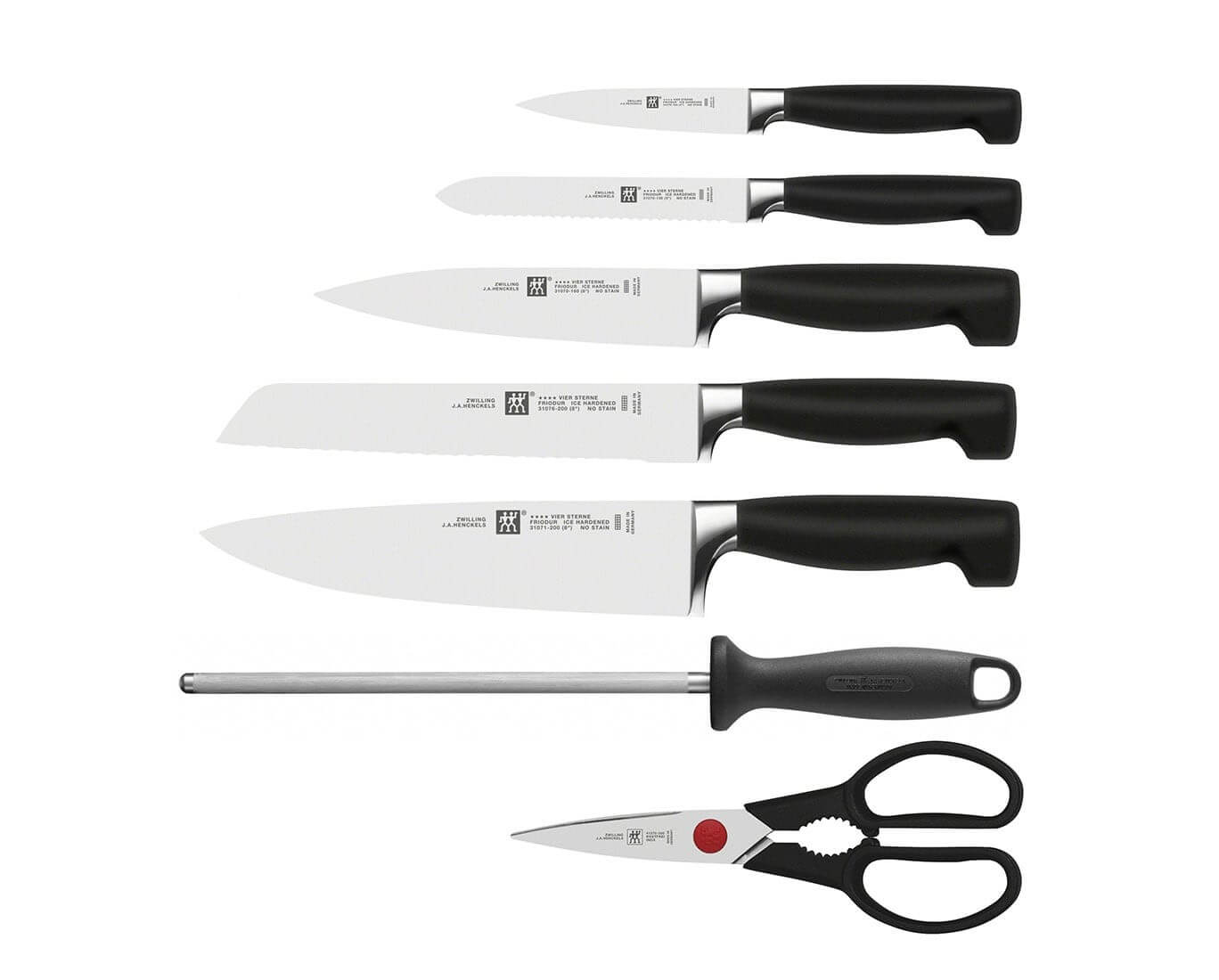 Bloc couteaux bois naturel 7 pièces Zwilling Four Star lames forgées