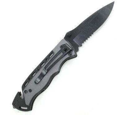 Couteau pliant de secours Herbertz 210211 à dents manche alu 12cm