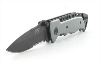 Couteau pliant de secours Herbertz 210211 à dents manche alu 12cm