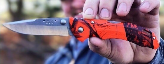 Couteau pliant BUCK BANTAM 0285CMS9 manche orange camo 11cm